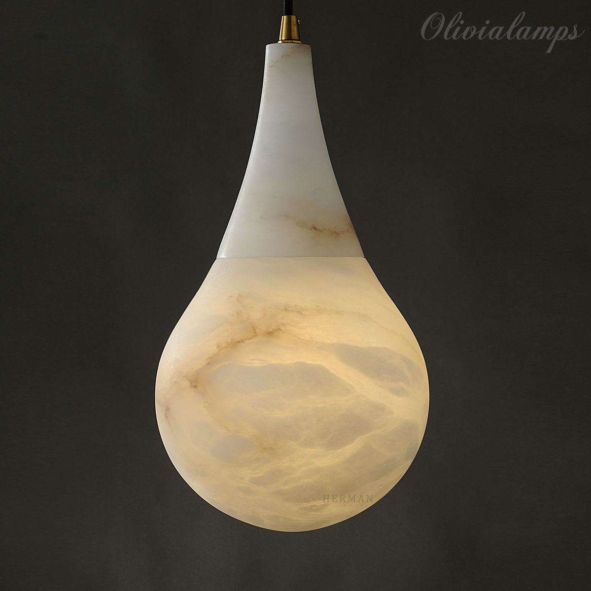 Alabaster Teardrop Single Pendant