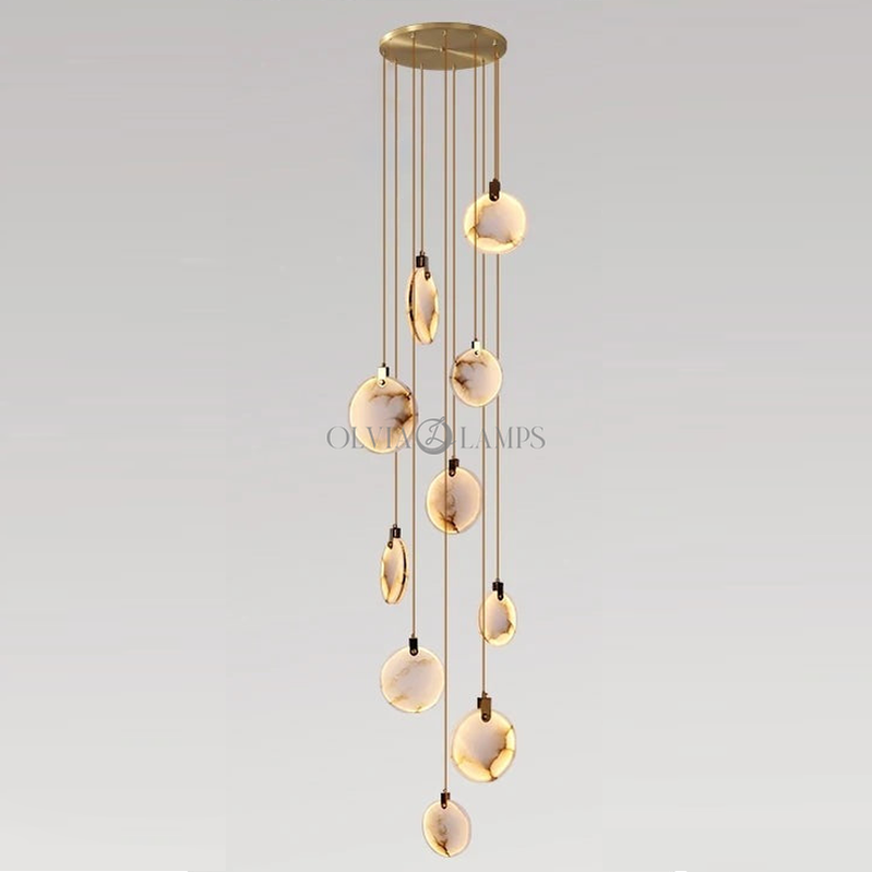 Alabaster Long Staircase Chandelier 5 styles