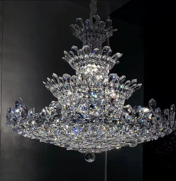 Luxury Empire Floral Crystal Chandelier With 4 Layers Modern Light Fixture For Foyer And Living Room