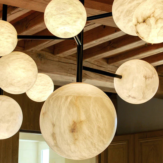 Olivia Mogan Modern Alabaster Pendant Light for Kitchen Island