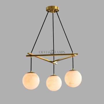 Alabaster Modern Structural Ball Chandelier