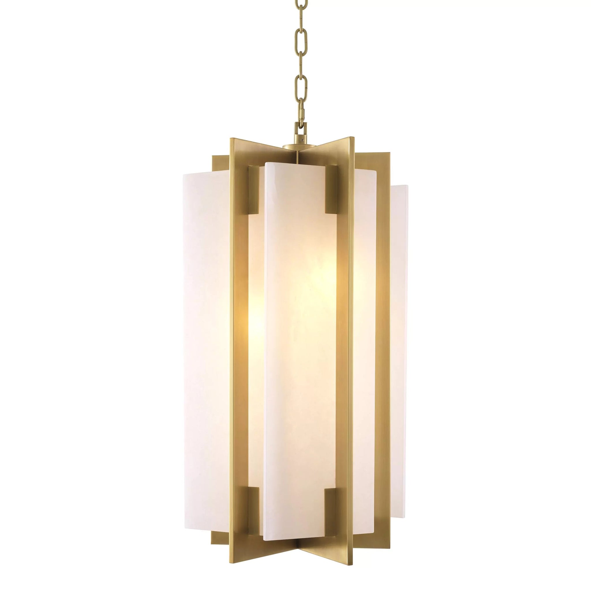 Olivia Lugano Modern Brass Chandelier - (Antique Brass Finish | Alabaster) - Eichholtz