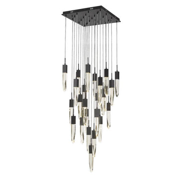 Modern Light Luxury Round/Rectangle Ceiling Pendant Light in Black Finish for Kitchen Island/ Staircase/Living Room