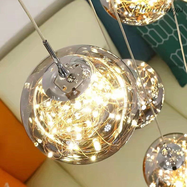 Extra Large 78.8''-197'' Adjustable Customization Modern Starlight Globe Chandelier for Hotel Foyer Hall Crystal Clear Glass Ball Light Moonlight Decoration Living Room High Ceiling Office Light Fixture