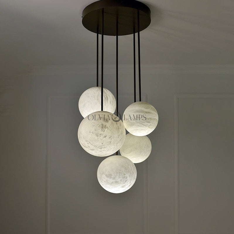 Alabaster Constellation Chandelier, Multi Pendant Light