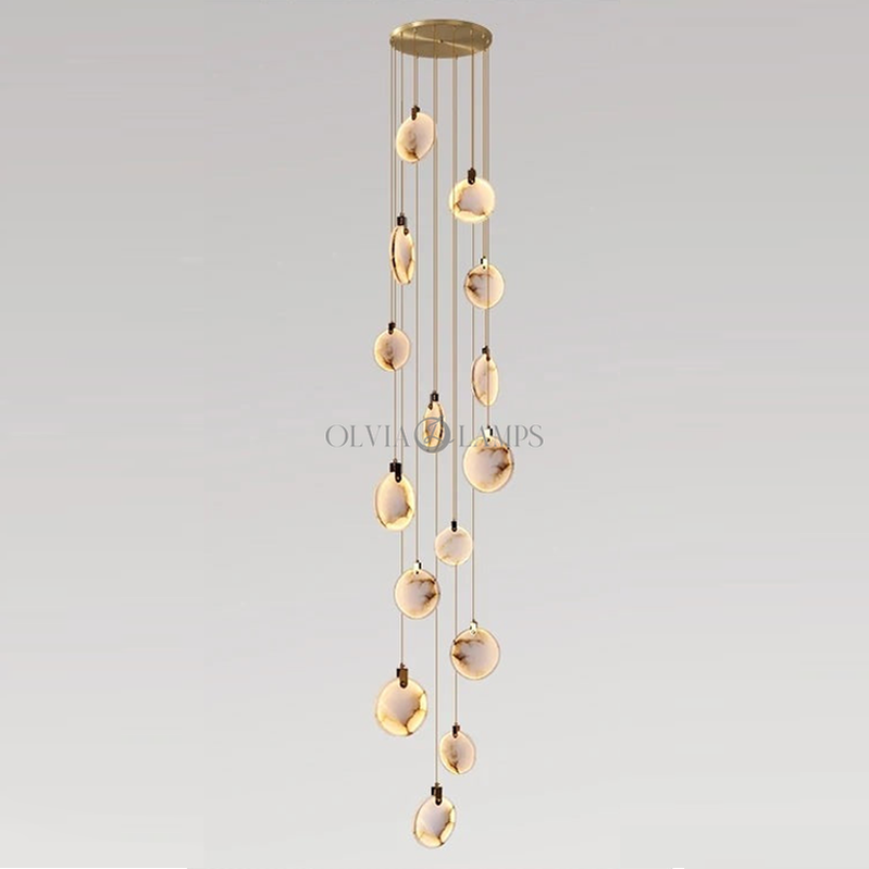 Alabaster Long Staircase Chandelier 5 styles