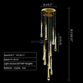 customization extra large extra length 118inch golden staircase crystal chandelier 16 lights