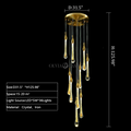 Extra Large Customization Staircase Chandelier Golden Water Drop Extra Length 125.98inch