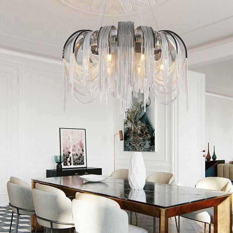 Cadena Aluminum Chain Tassel Chandelier