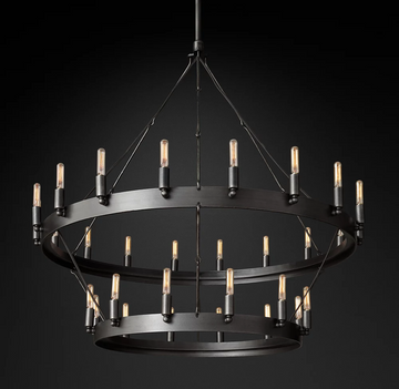 Olivia Camina Vintage Filament Two-Tier Round Chandelier 38"