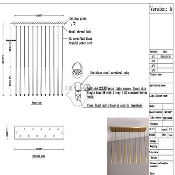 Custom Helly Modern Linear Chandelier 60"