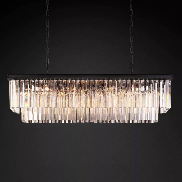 1920s Odaon Art Deco Rectangular Chandelier 49"