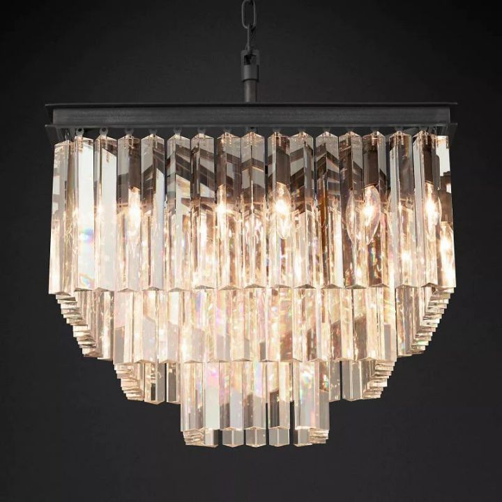 1920s Art Deco Square Chandelier 22"