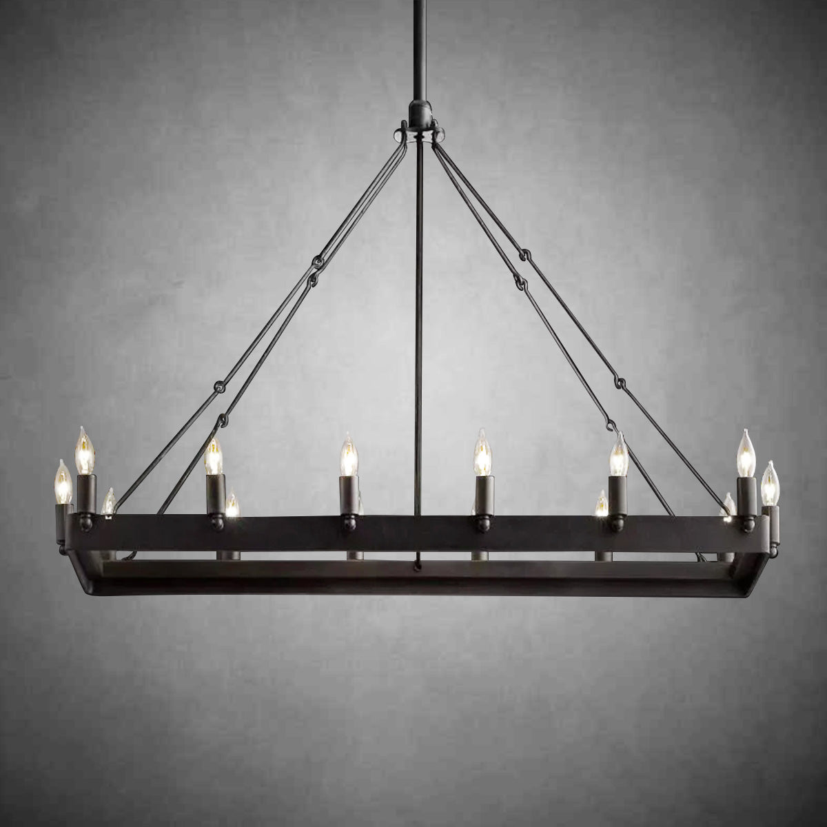 Camina Vintage Candelabra Rectangular Chandelier 41''52''