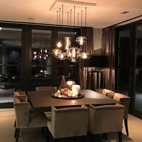 Modern Smoke Gray Glass 9 Lights Pendant Chandelier for Dining Room