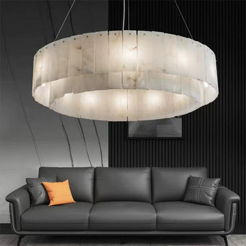 Olivia Brendra Alabaster 2-Tier Round Chandelier