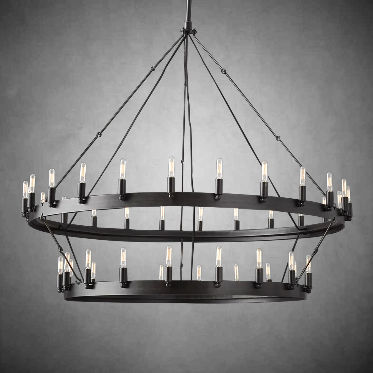 Camina Vintage Filament Two-Tier Round Chandelier 71"