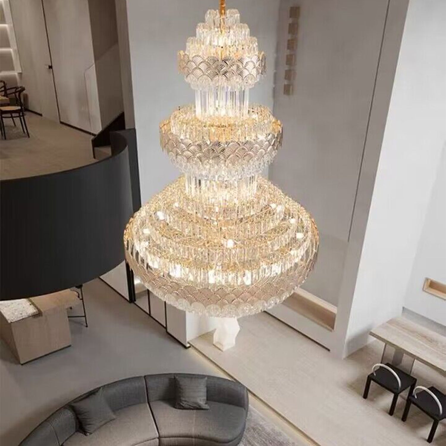 Extra Large Multi-layers Gold Luxury Crystal Chandelier Modern Empire Decrative Crystal Light For Living Room/Foyer/Staircase