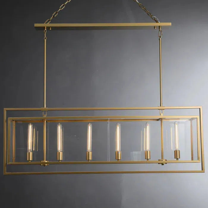 Baker Glass Lantern  Rectangular Chandelier 54"72''