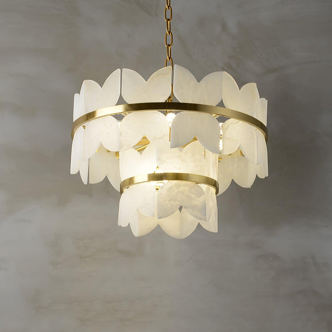 Olivia Alabaster Cloudscape Chandelier with 1/2 layer