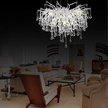 Olivia Doris Rain Branch Chandelier Dia 23.5" Silver