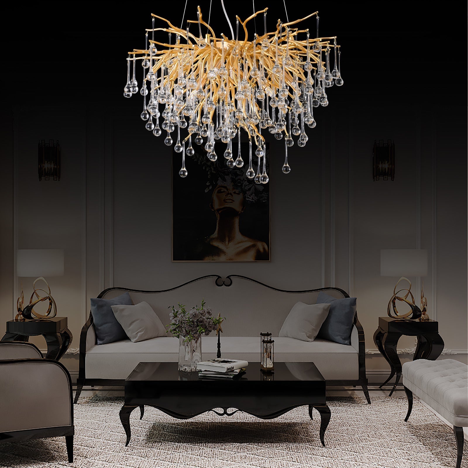 Olivia Doris Rain Branch Chandelier 23.5"D Gold