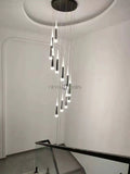 Extra Length 79'' to118'' Customization 6-81 Light Bulbs Spiral Meteor Staircase Black Chandelier Modern Style Ceiling Light Living Room Hotel Light Fixture