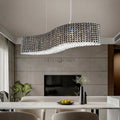 Refrax Pendant,Refrax Wave Linear Chandelier,chandelir,chandeliers,pendant,crystal,light luxury,luxury,black,gold,teal,clear light,long table,big table,bar,kitchen island,living room,dining table,wave