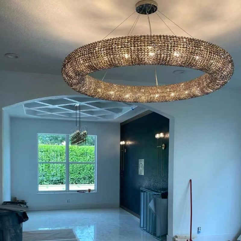 Halo Crystal Round LED Chandelier 32" - thebelacan