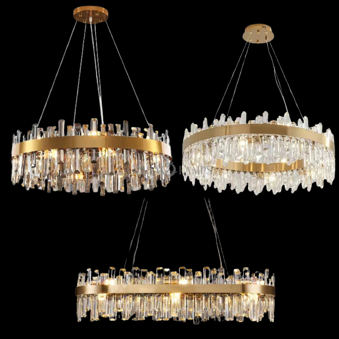 Round Ring Crystal Chandelier Luxury Modern Ceiling Fixtures Light For Living And Dining Room