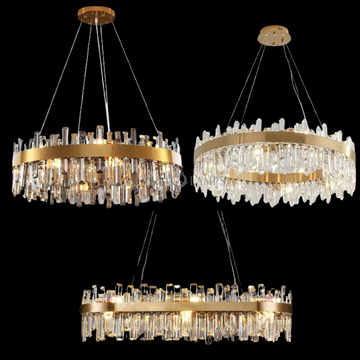 Round Ring Crystal Chandelier Luxury Modern Ceiling Fixtures Light For Living And Dining Room