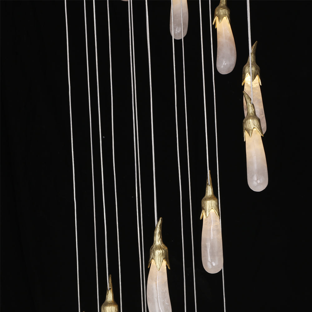 24 Rock Crystal Long-eggplants Modern Chandelier 138 Inch Long Staircase Chandelier