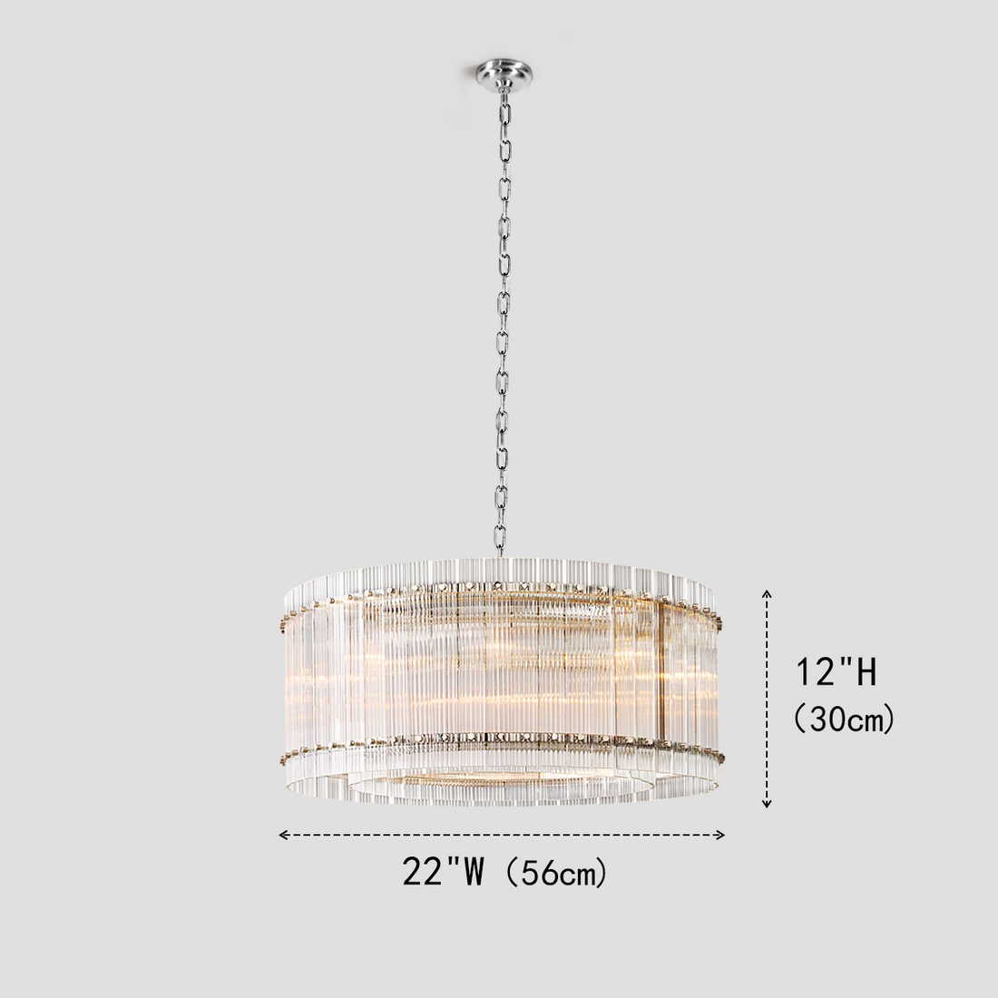 Laina Round Ribbed Glass Chandelier