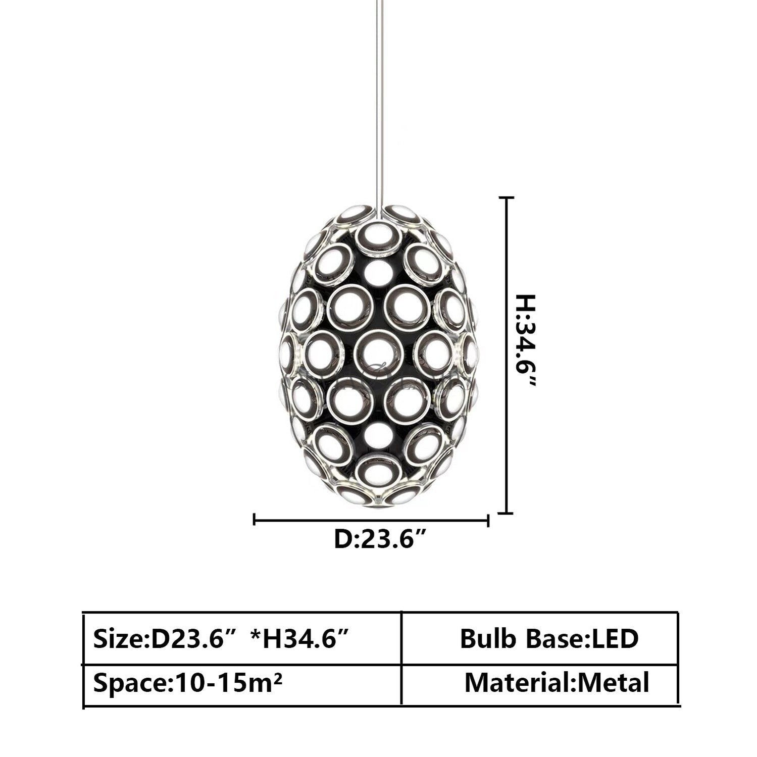 Modern Art Egg-shaped Chandelier Iconic Eyes LED Pendant Light For Dining Room/Living Room, dimension