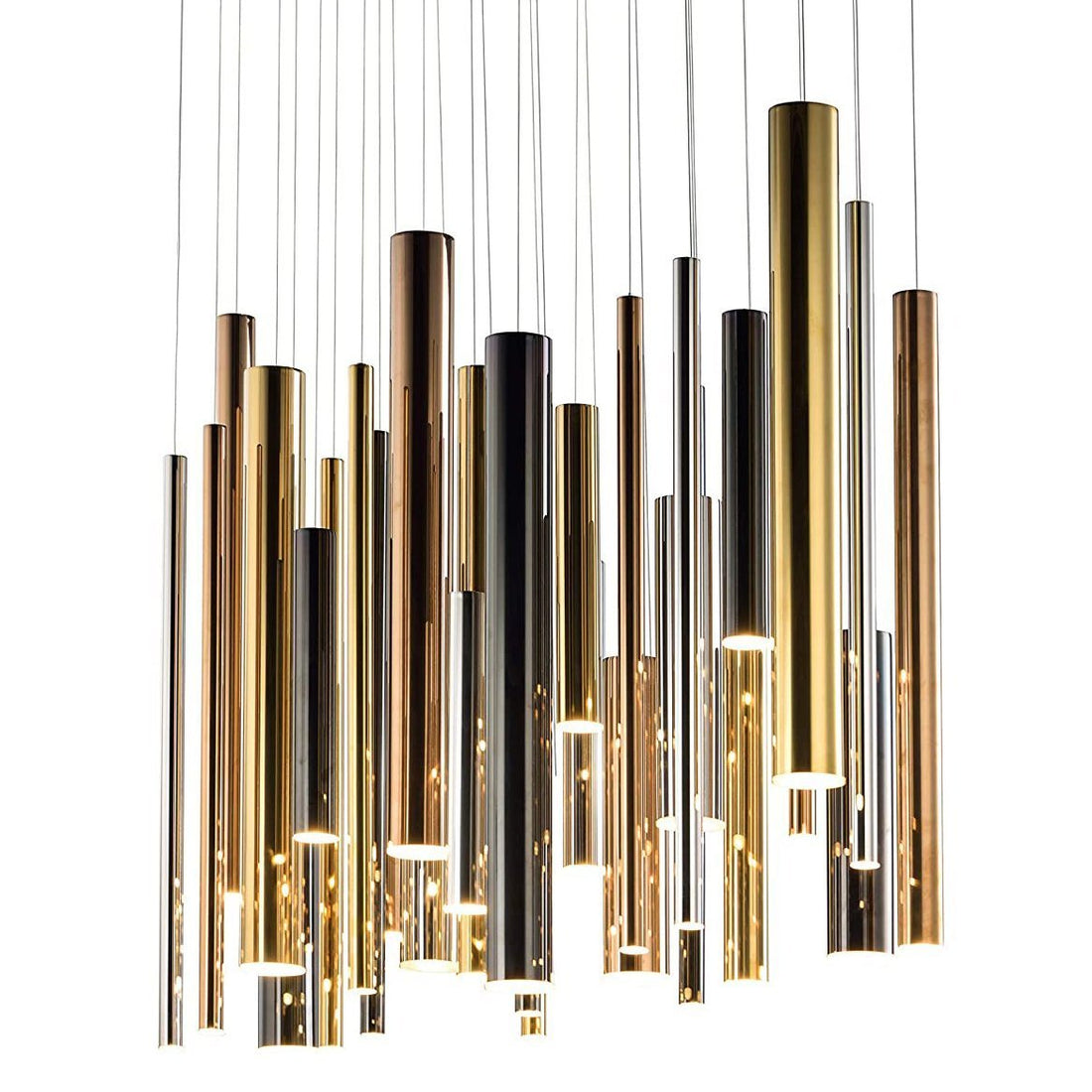 Olivia Bellini Round Metal Tubular Pendant Light Chandelier