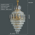 Oversized 80inch Staircase Crystal Chandelier Living Room Ceiling Light Fixture For Hotel Entrance In Gold Finish