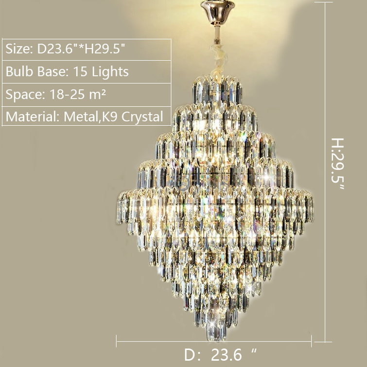 29.5inch Foyer Decorative Crystal Lighting Fixture Living Room Crystal Chandelier For Entrance Hallway Staircase Big House