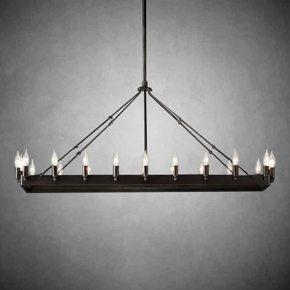 Camina Vintage Candelabra Rectangular Chandelier 41''52''