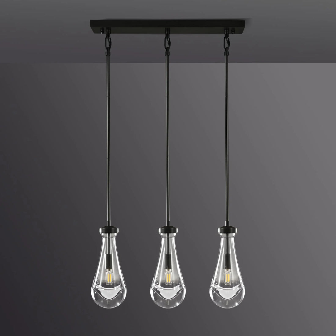 Raindrop 3-Light Rod Rectangular Chandelier