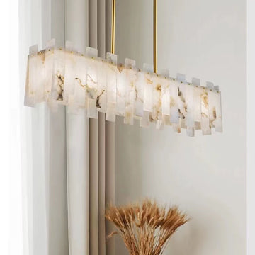 Olivia Charlene Marble Brass Linear Chandelier