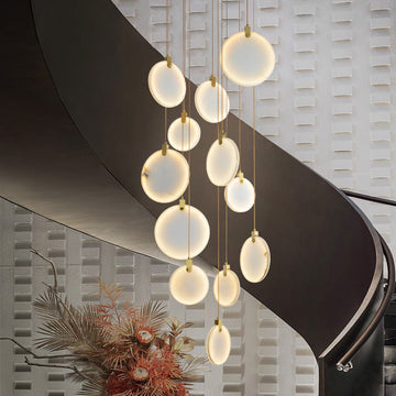 Olivia Queenie marble disc Long Round chandelier For Loft