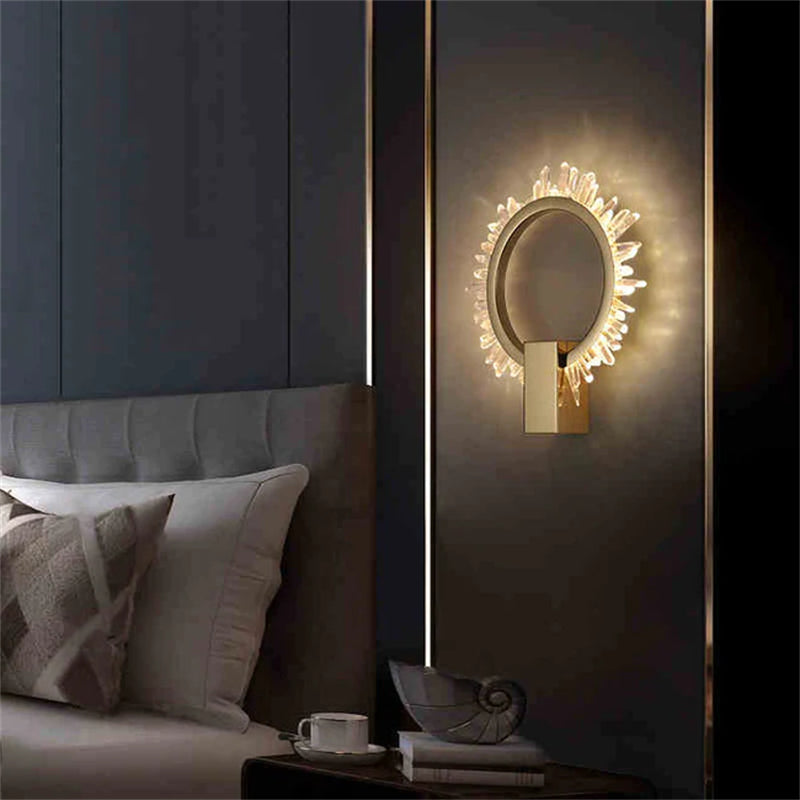 Galisa Modern Rock Crystal Wall Ring Wall Sconce Besides Bed