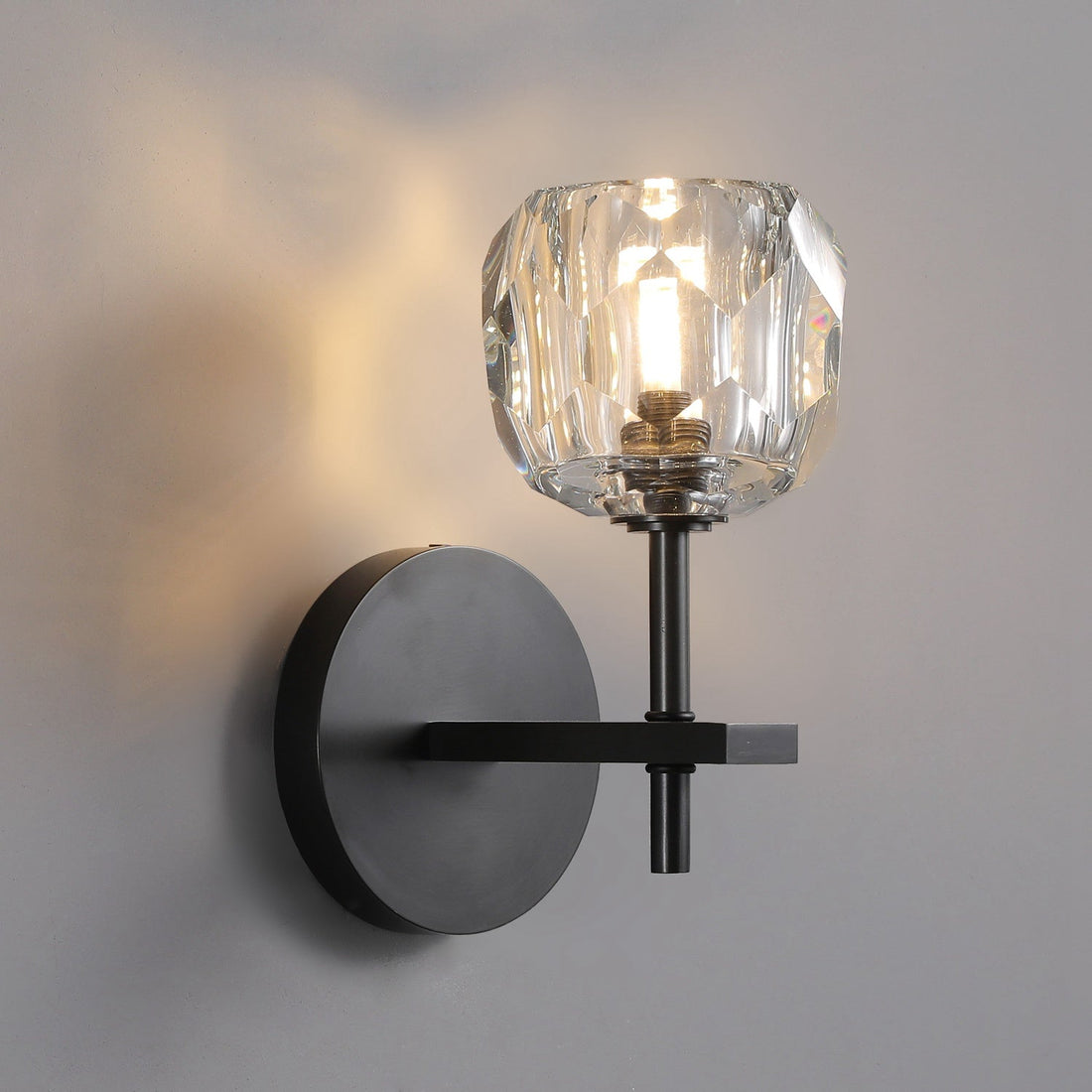 Olivia Bille De Clear Crystal Double Ball Wall Sconce 9"H