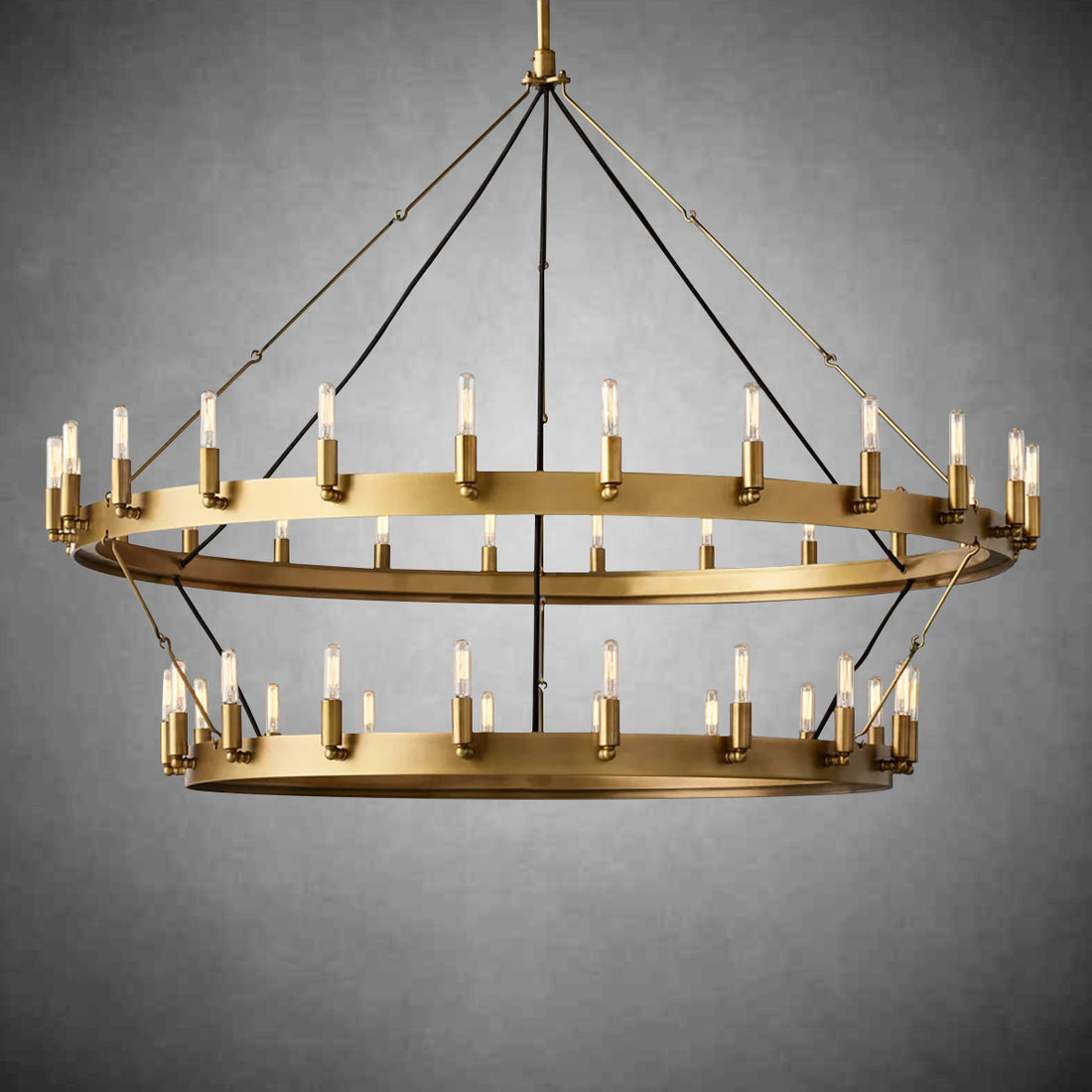 Camina Vintage Filament Two-Tier Round Chandelier 71"