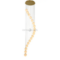 Alabaster Brass Modern Globe Spiral Chandelier