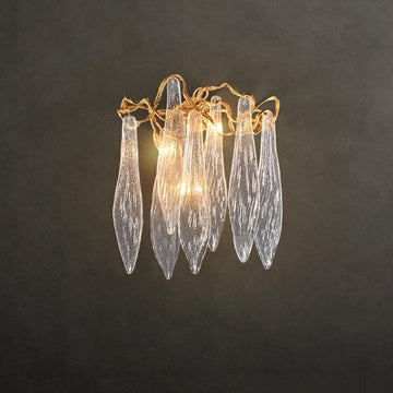 Flake Long  Crystal Branch Brass Wall Sconce