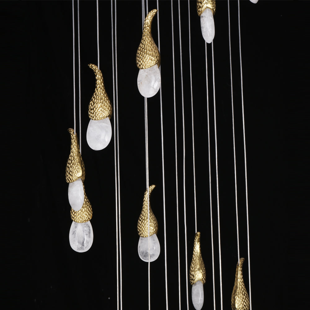 24 Rock Crystal Short-eggplants Modern Chandelier 138 Inch Long Staircase LED Chandelier