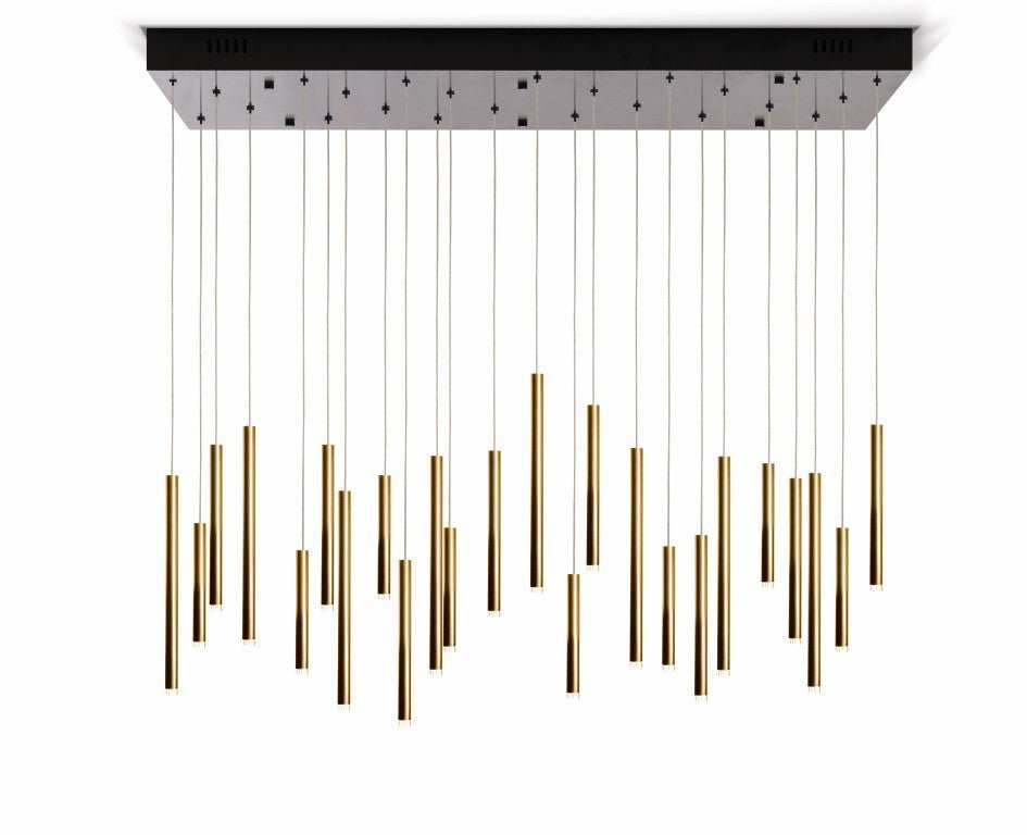 Olivia Bellini Rectangular Tri-Tone Tubular Pendant Light Chandelier