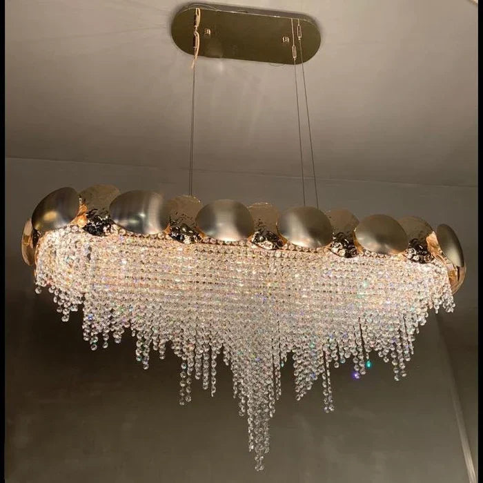 Amadeo Oval Brass Crystal Chandelier