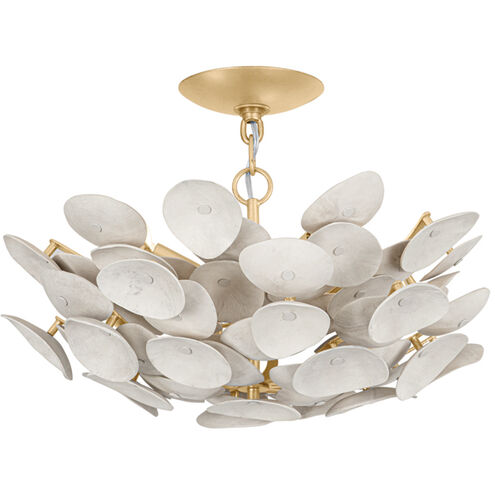 Olivia Aimi 3 Light Vintage Gold Leaf Semi Flush Ceiling Light